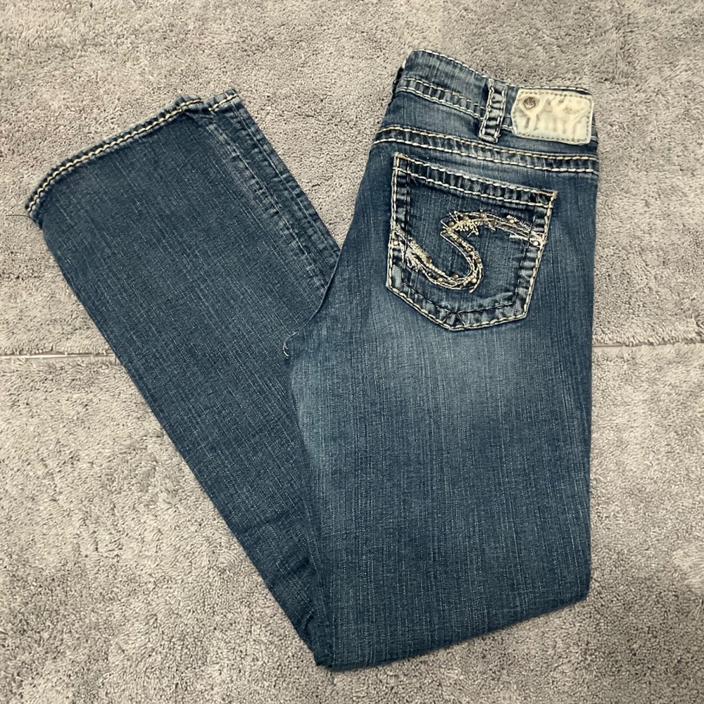 Silver Jeans Co Suki Mid Slim Bootcut Jeans W30 L31 Medium Wash Contrast Stitch